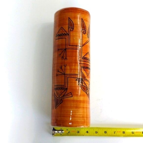 Aarong Bangladesh Tall Ceramic Flower Vase Folk Art Decoration Bohemian - Picture 7 of 7